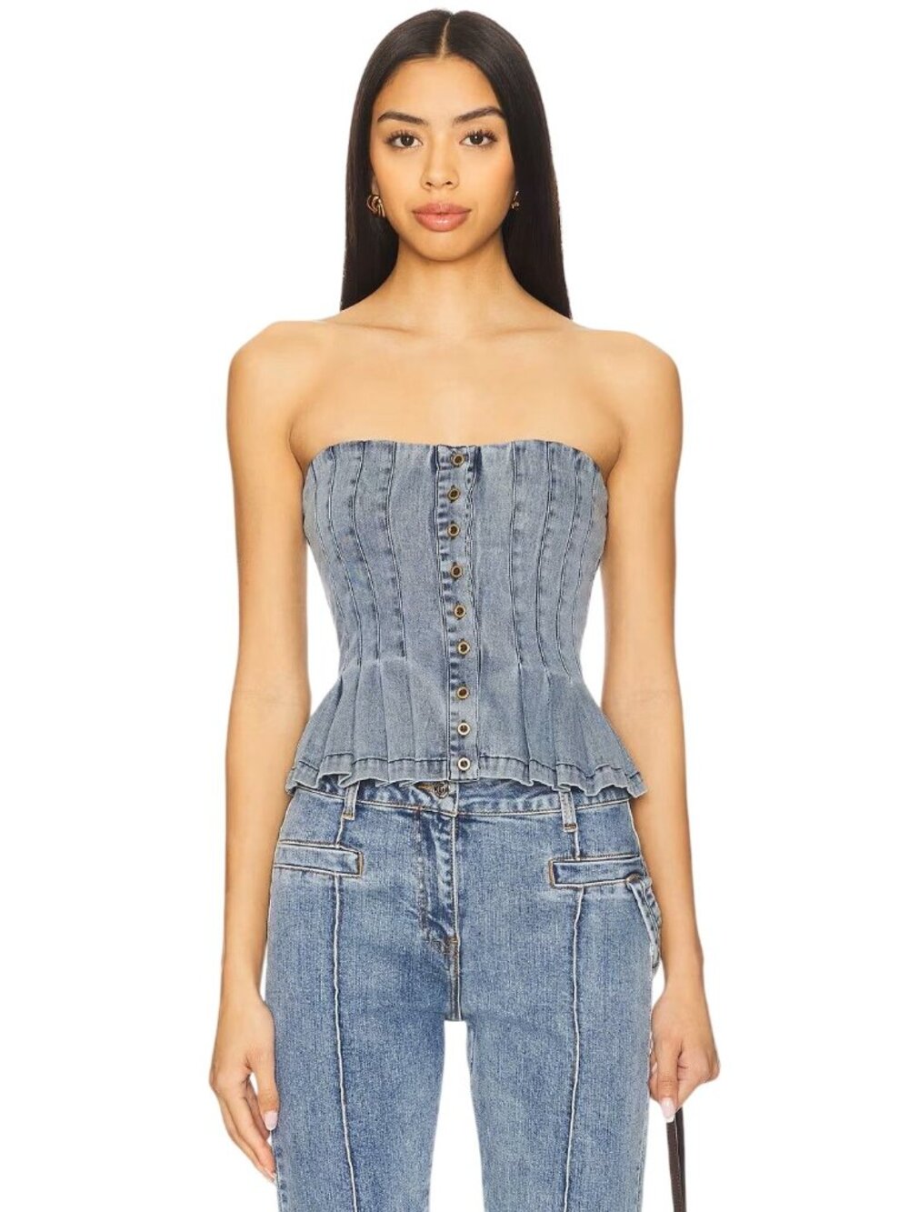 HEARTLOOM Juliet Top in Sea XSmall New Womens Strapless Denim Jean Tank